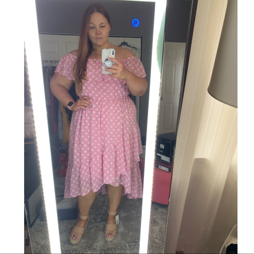 Lane Bryant Off the Shoulder High Low Ruffled Dress